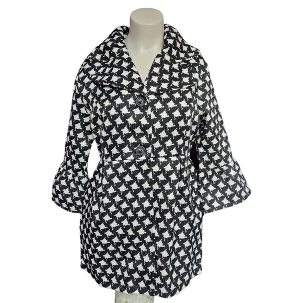 NEW Retro Threads Black & White Houndstooth Coat SMALL